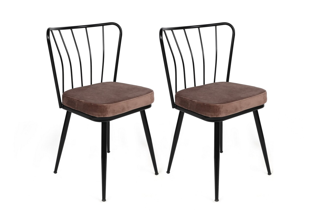 Set scaune 2 piese, Hanah Home, Yıldız-947 V2, Maro deschis / Negru - imagine 5